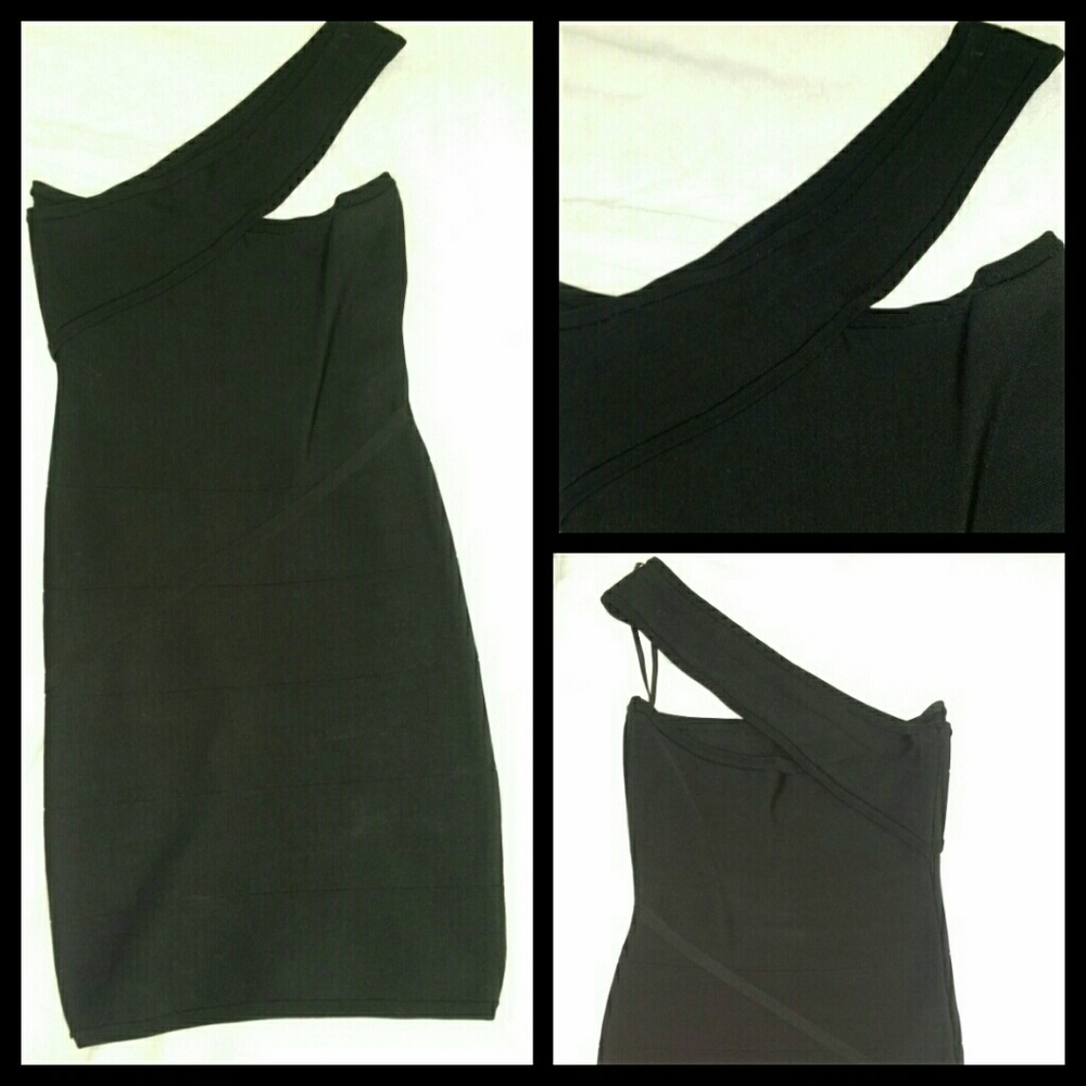 BEBE One Shoulder Bandage Black Dress Size Small