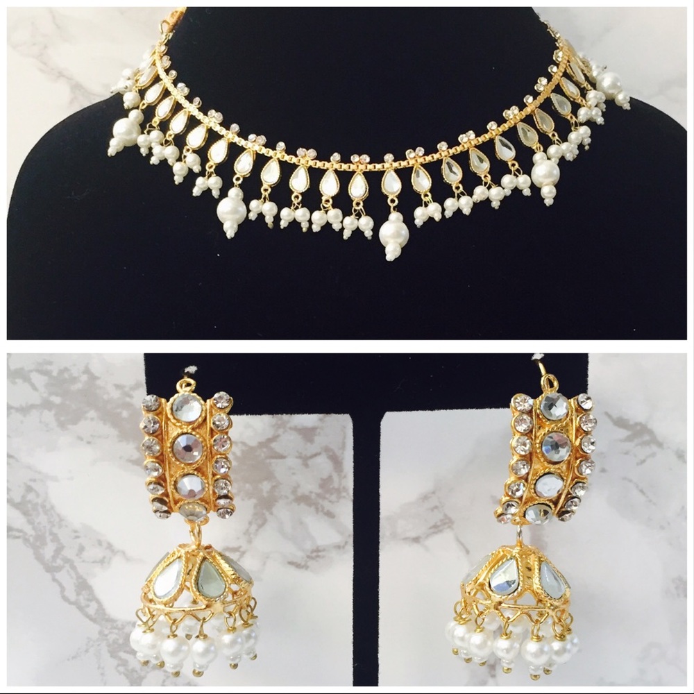  Simple and elegant choker and earrings 