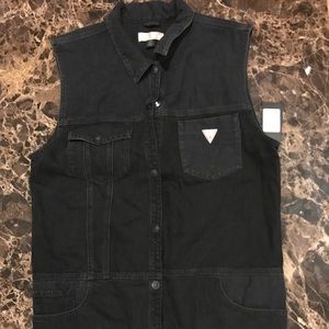 GUESS Button Down Denim Vest Size Large