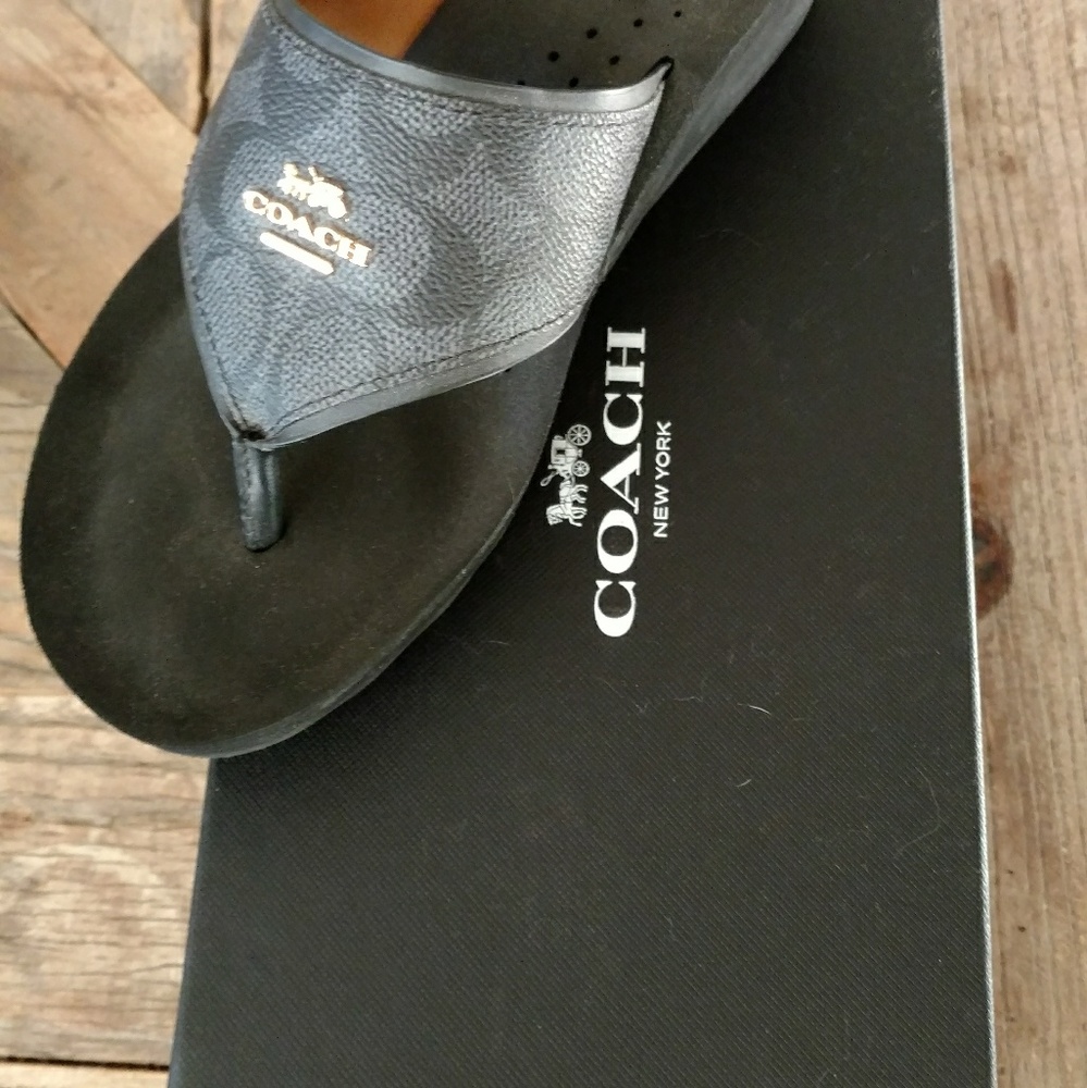 Coach Janice leather wedge sandal 8