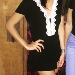Black romper with white lace