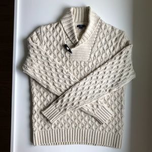 Shawl Collar Cable Knit Sweater with Toggle - Gap