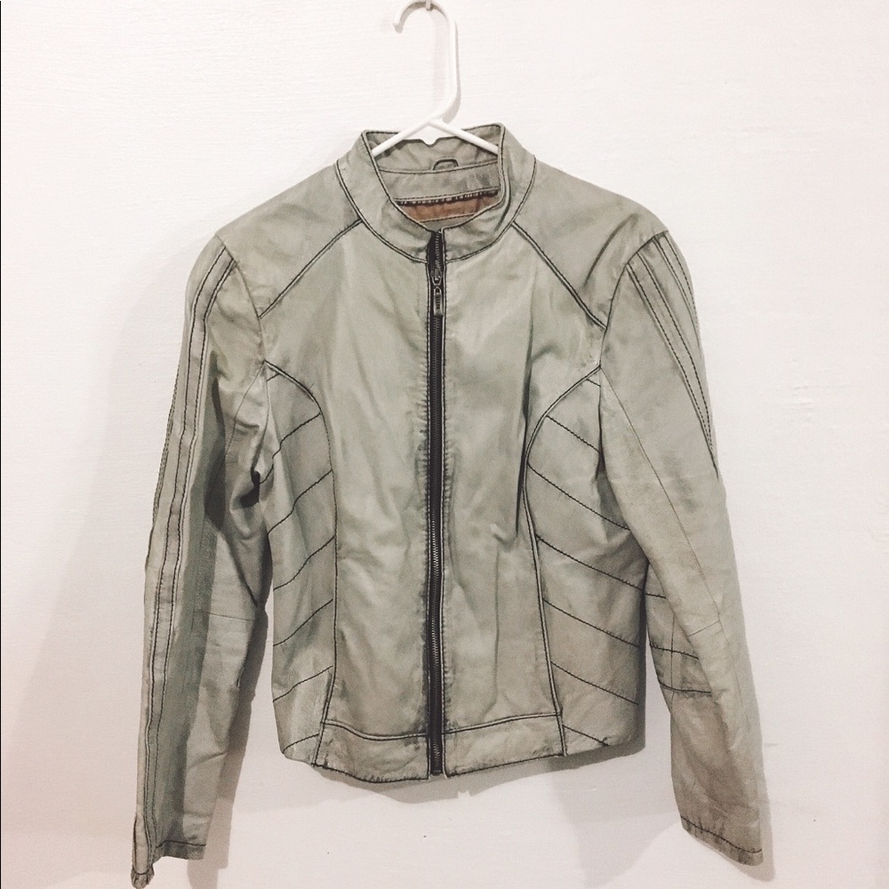 Gray Moto Leather Jacket