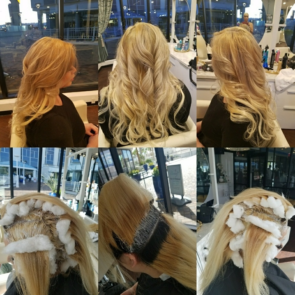 Customize color root touch up includes blowout and