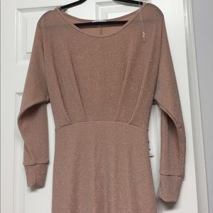Nude, shimmer evening midi dress