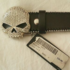 Harley Davidson Skull Rhinestone Belt