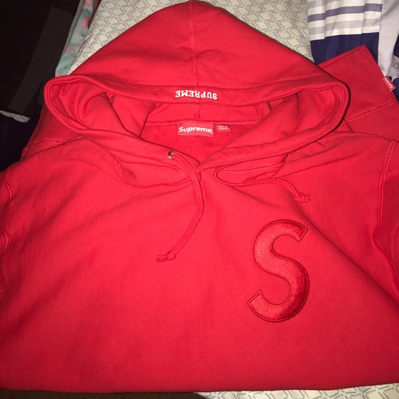 supreme s logo hoodie red