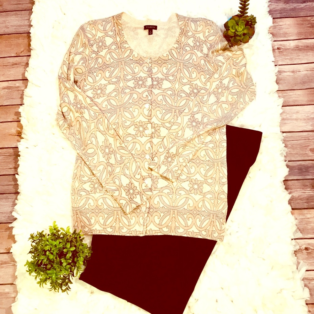 Talbots cardigan- beautiful geometric design