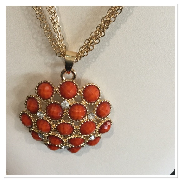 Coral Austrian Crystal Pendant Necklace - Picture 4 of 4