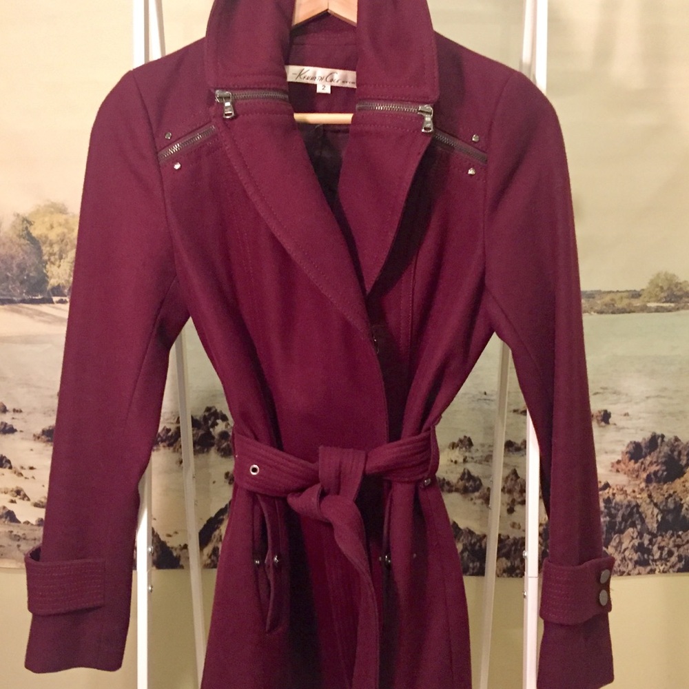 Burgundy wool pea coat