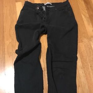 Black skinny ankle length jeans with high waist