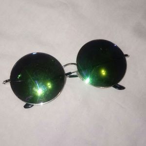 Blue And Green Mirrored Circle Sunglasses 😎