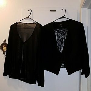 BUNDLE LADIES BLACK LACE JACKET & SHEER TOP