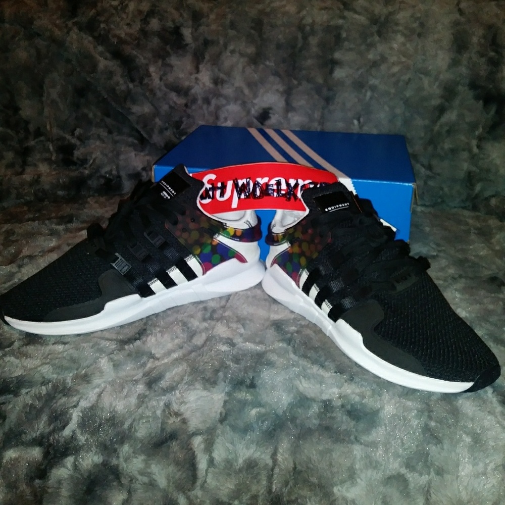 Rare New 11 Adidas EQT Pride Edition Black Multi