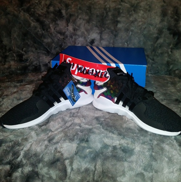 Rare New 11 Adidas EQT Pride Edition Black Multi - Picture 3 of 4