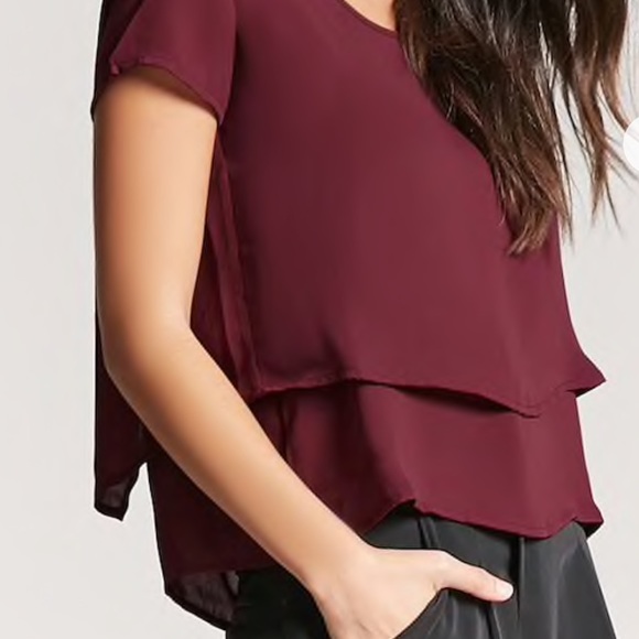 DEEP RED SLIT BACK BLOUSE ❤️🖤 - Picture 4 of 4