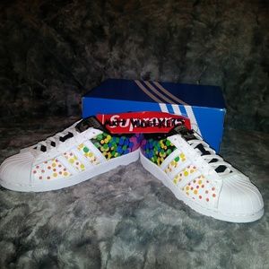 Rare New 11 Adidas Superstar Pride Black Multi