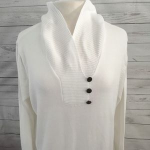 Jeanne Pierre White cowl neck Sweater Size XL