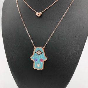Hamsa Turquoise,  Cubic Zircon and Little HeartNEW