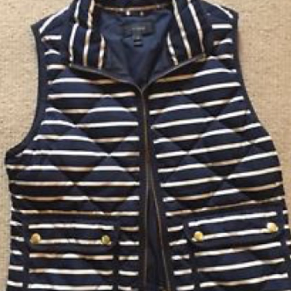 J.crew excursion vest navy and white striped xs