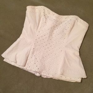 WHBM Strapless Peplum Blouse