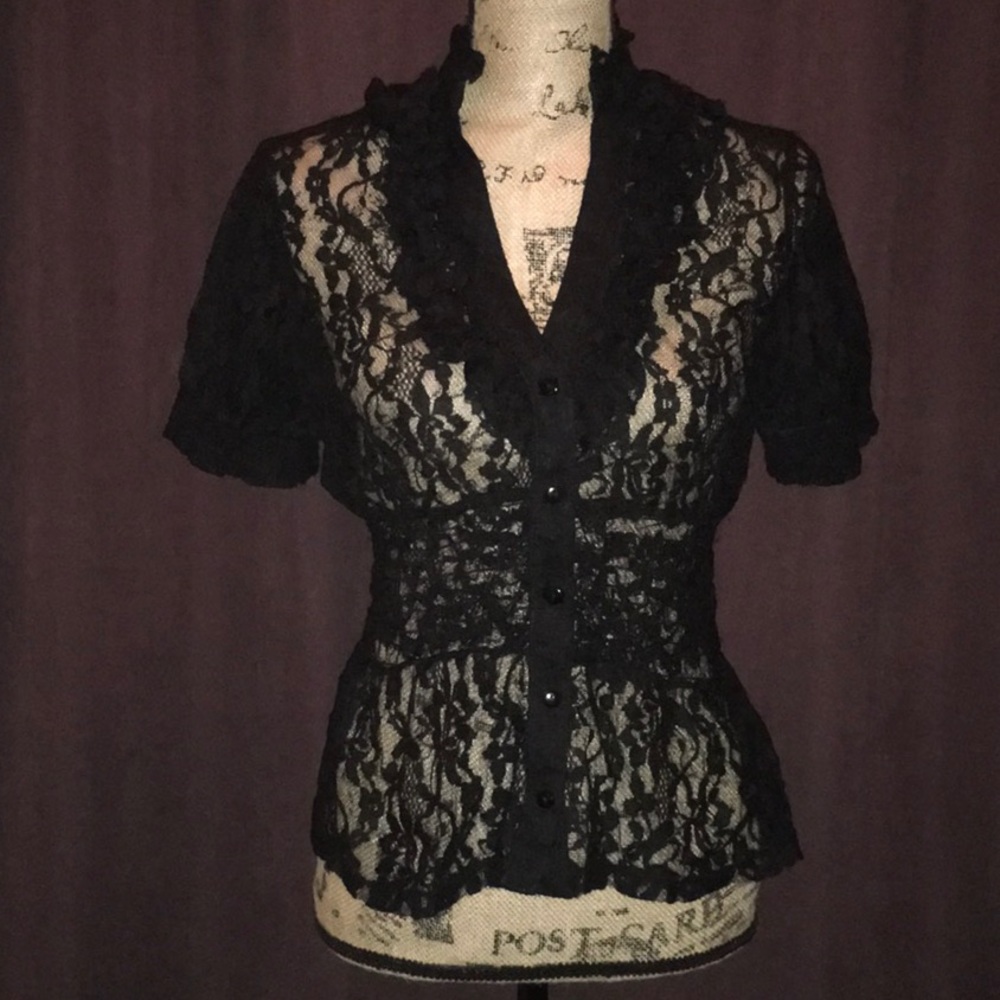 Forever 21 Ruffle Peplum Lace Top