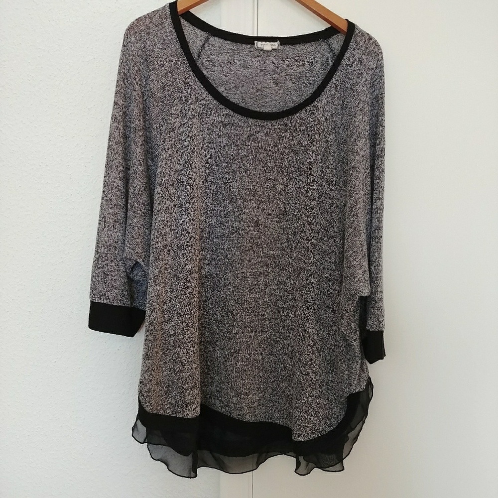 Eyeshadow 3X Dolman Gray Marled Sweater