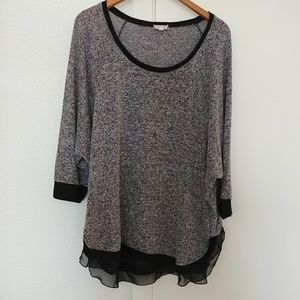 Eyeshadow 3X Dolman Gray Marled Sweater