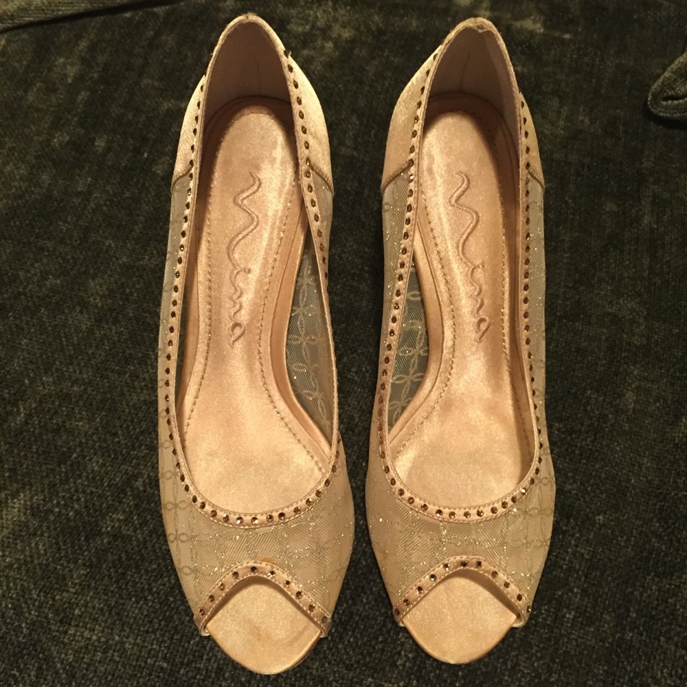 Nina Peep Toe Sheer Mesh Pumps