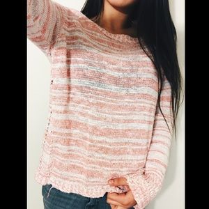 PRICE DROP❗️⬇️White & Pink Knitted Sweater💖