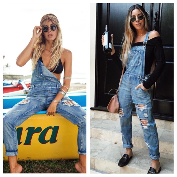 Denim - Destructed Boyfriend fit Overall