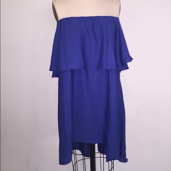 Royal Blue Off the Shoulder Dress - Picture 4 of 5