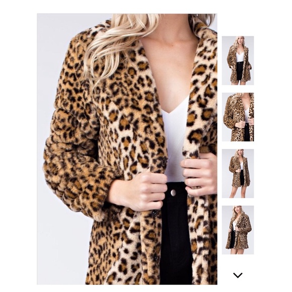 1 left!! Stay Wild Faux Fur Leopard Coat - Picture 3 of 8