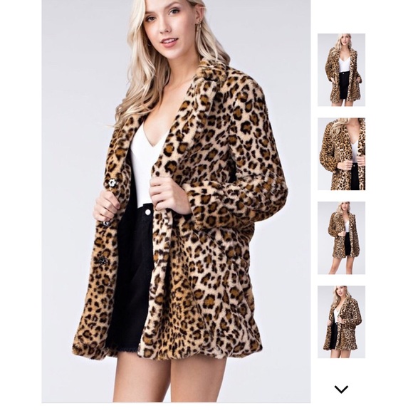 1 left!! Stay Wild Faux Fur Leopard Coat - Picture 5 of 8