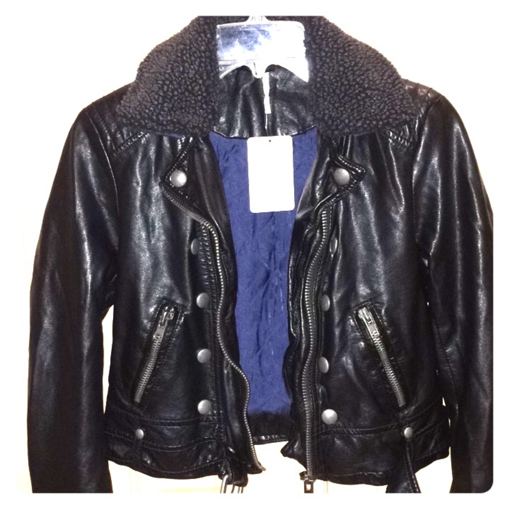 Black vegan leather jacket Free People size XS.