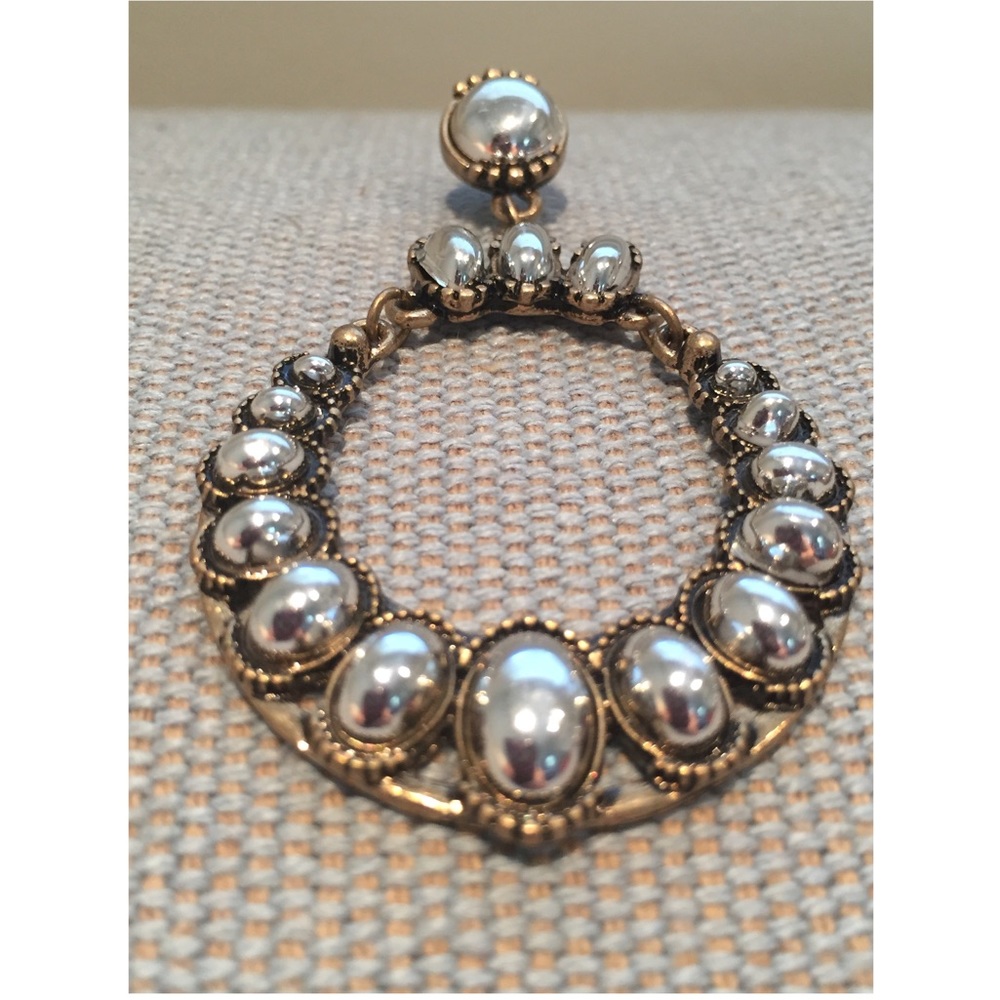 🚫SOLD Saks 5th Ave Antique Gold Silver Earrings - Picture 5 of 8