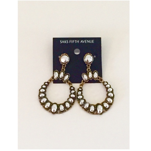 🚫SOLD Saks 5th Ave Antique Gold Silver Earrings - Picture 2 of 8