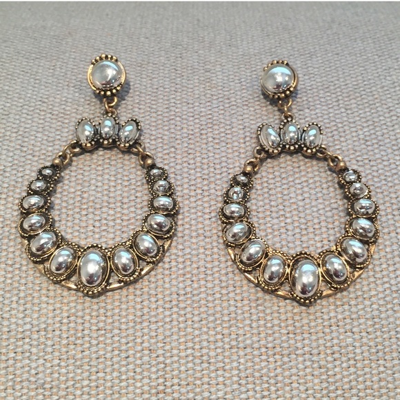 🚫SOLD Saks 5th Ave Antique Gold Silver Earrings - Picture 4 of 8