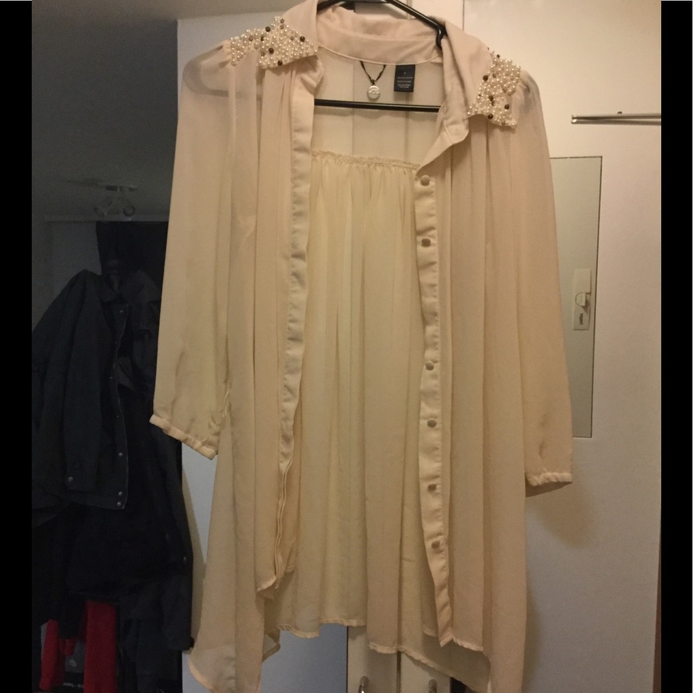 Bke boutique chiffon over piece with beading