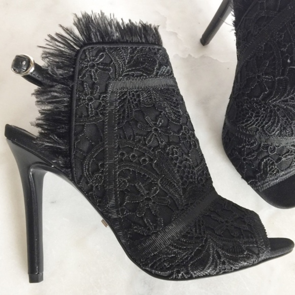 Feather Lace Peep Toe Sandals NEW Topshop