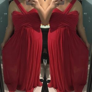 Red One Shoulder Prom Dress