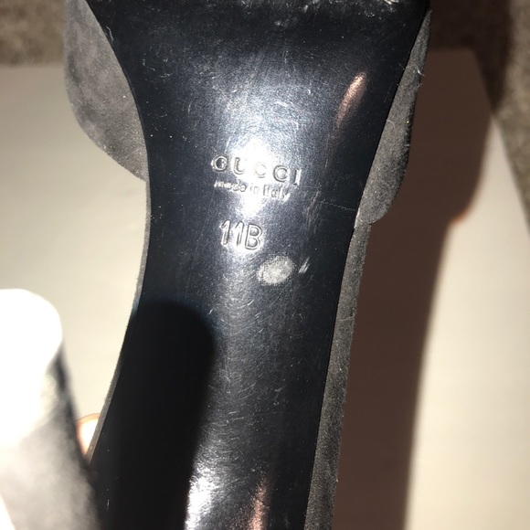 Authentic Gucci Blk lace up suede crystal heels - Picture 5 of 7