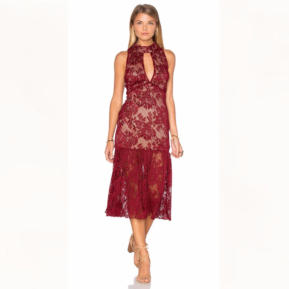 Endless Rose Lace Dress Key Hole Burgundy Small