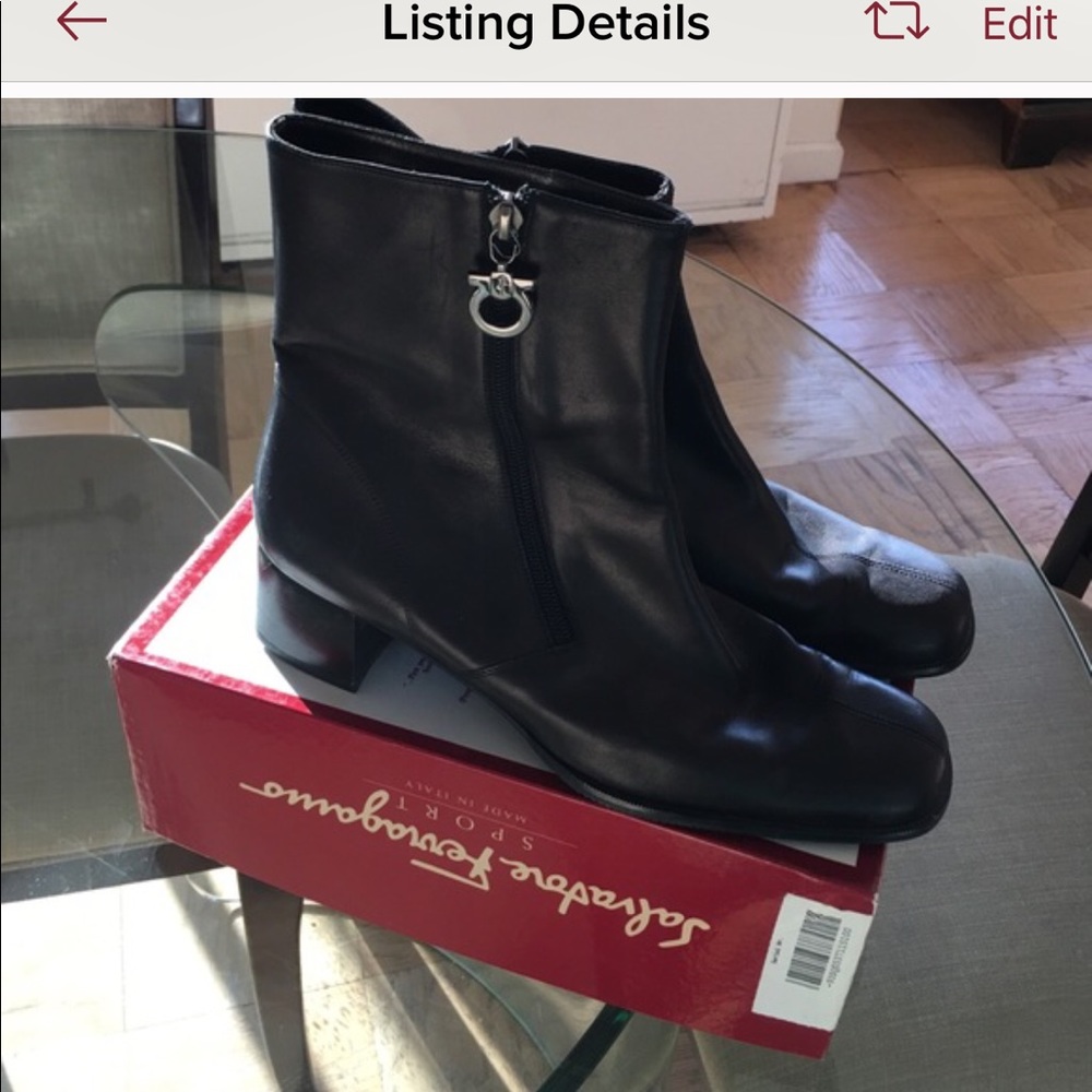 💜💜Blk ❤️❤️NWOT Ferragamo shrt boot sz10 - Picture 2 of 2