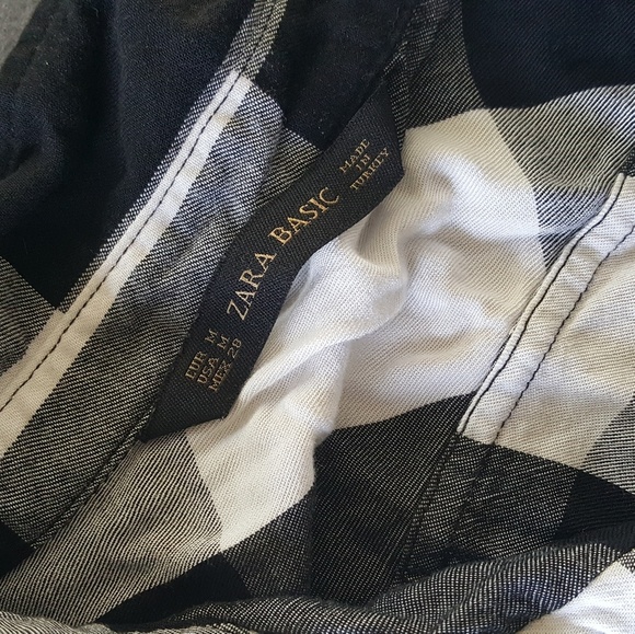 White Black Checkerboard Zara Button Down - Picture 3 of 3