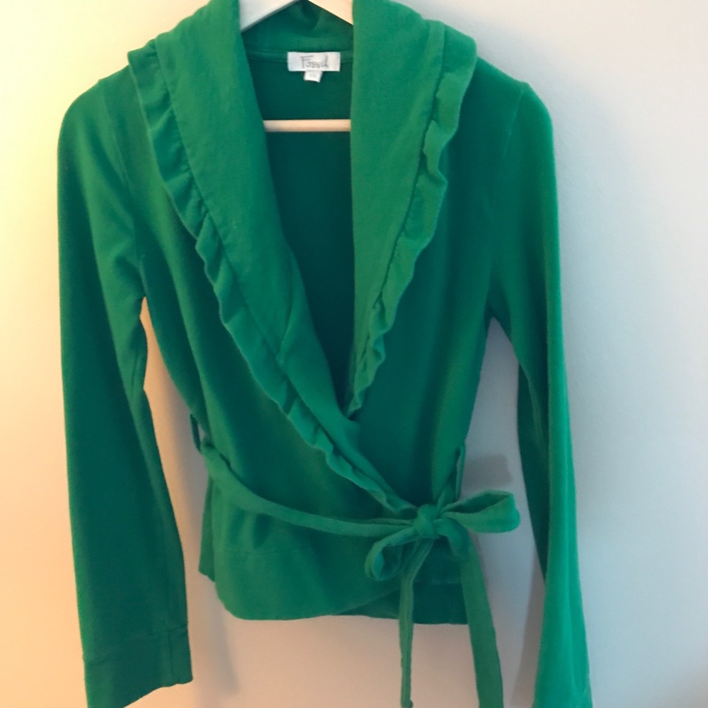 Green open sweatshirt cardigan FOSSIL