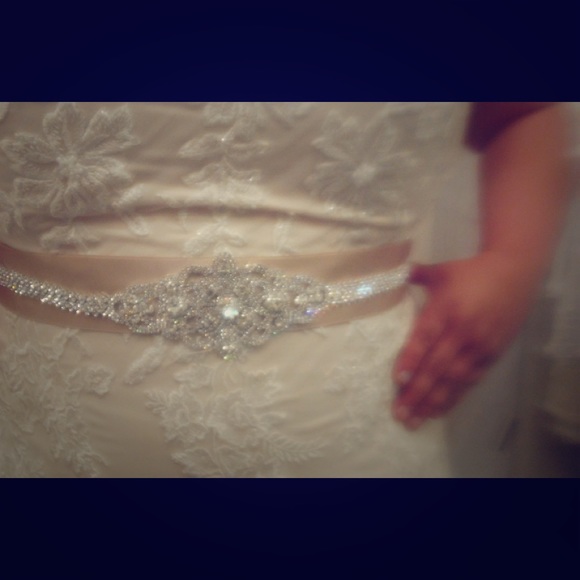 Wedding silk sash with crystal embroidery