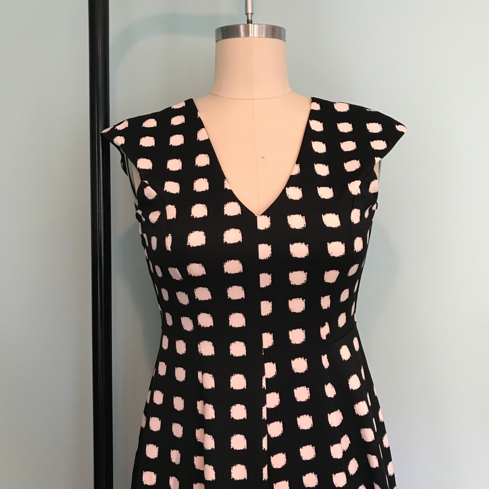 Black and White Fit and Flare Midi Dress