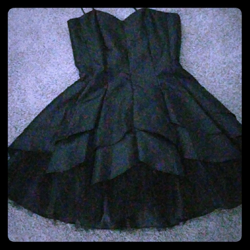 Black dress with lace.