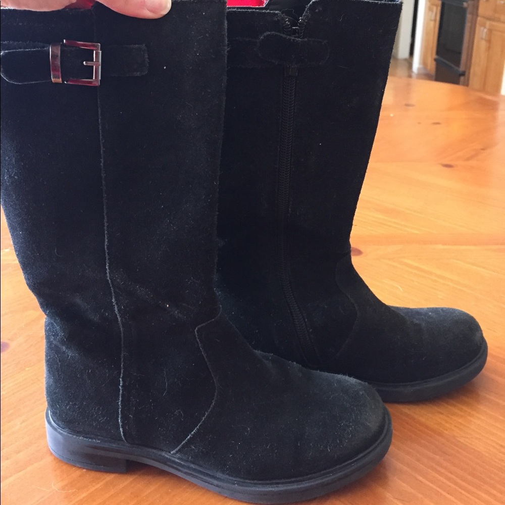 Lands End Black Suede Boots, size 1